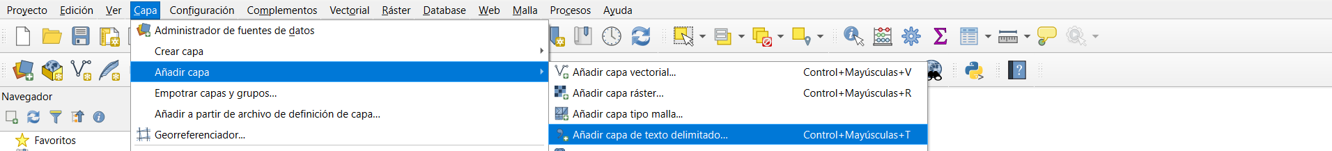 añadir capa qgis