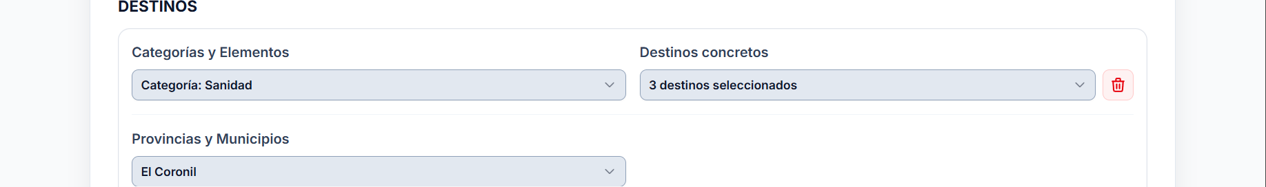 filtros destinos